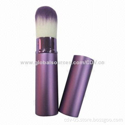 Makeup Retractable Brushes, Made of Aluminum Ferrule and Handle, Double Color Synthetic Hair